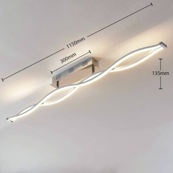 Lucande stropné LED svetlo Roan, 115 cm, chróm, nerezová oceľ