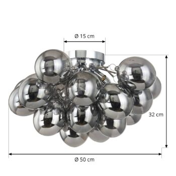 Lucande stropné svietidlo Diborah, dymovo šedá, sklo, Ø 50 cm, G9