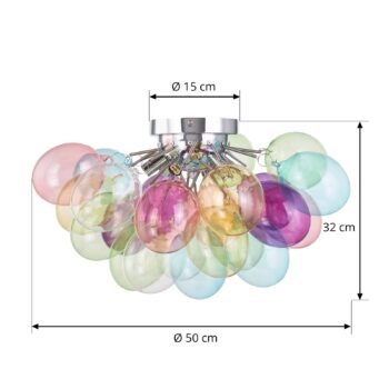 Lucande stropné svietidlo Diborah, farebné, sklo, Ø 50 cm, G9