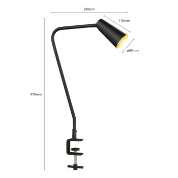 Lucande svorková lampa Angelina, čierna/zlatá, kov, 47 cm