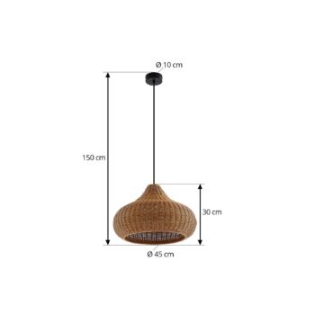 Lucande vonkajšia závesná lampa Taniola, 1-pl., béžová, ratan, IP44