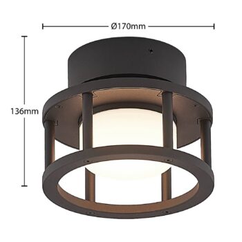 Lucande vonkajšie stropné svietidlo Berenike, Ø 17 cm, sivá, GX53