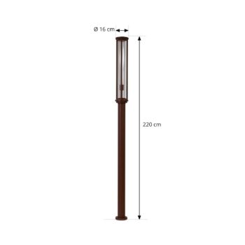 Lucande vonkajšie svietidlo Alivaro, farba hrdze, 220 cm, E27, IP65