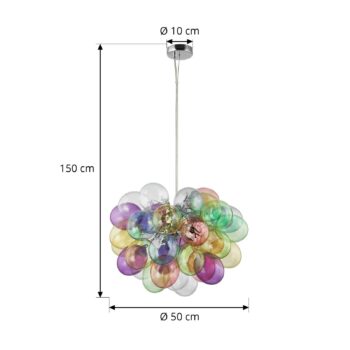 Lucande závesné svietidlo Diborah, Ø 50 cm, farebné, sklo, G9