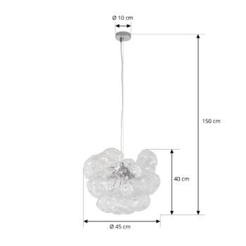 Lucande závesné svietidlo Diborah, číre, Ø 43 cm, sklo, G9