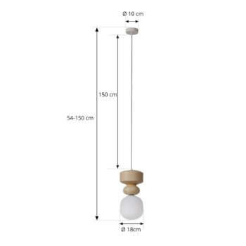 Lucande závesné svietidlo Fidelo, biela/žltá, sklo, keramika, 18 cm