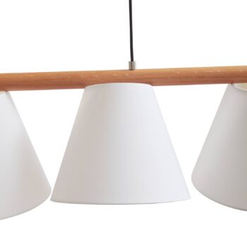 Lucande závesné svietidlo Jinda, biela, drevo, látka, 120 cm, E27