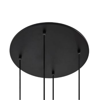 Lucande závesné svietidlo Lunelle, čierne, sklo, 4-pl., Ø 40 cm