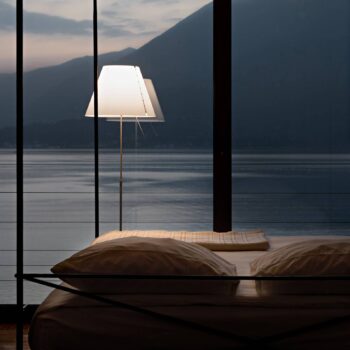 Luceplan Costanza stojaca lampa D13ti, hliník/biela