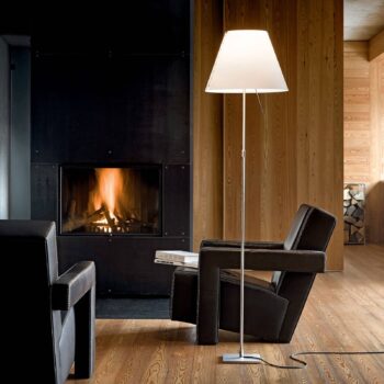 Luceplan Costanza stojaca lampa D13ti, hliník/biela