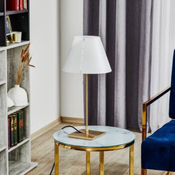 Luceplan Costanzina stolná lampa mosadz biela