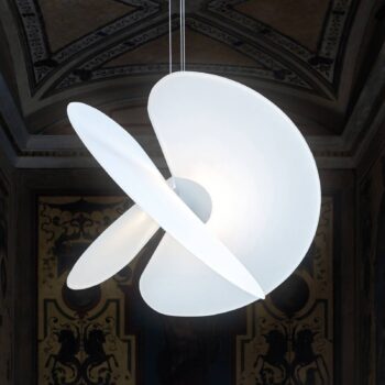 Luceplan Levante LED závesné svietidlo biele Ø60cm 28W