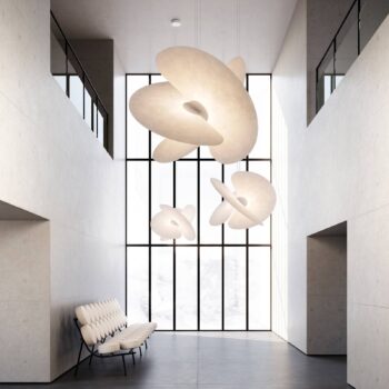 Luceplan Levante LED závesné svietidlo biele Ø90cm 54W