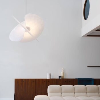 Luceplan Levante LED závesné svietidlo biele Ø90cm 54W