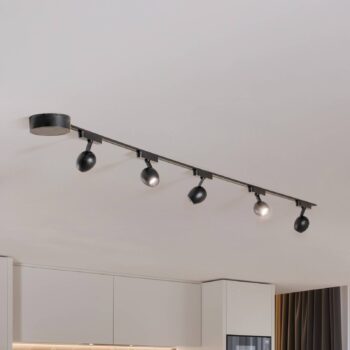 Lumaro track system, reflektory, 5 svetiel, čierne, Ø6cm, 48V, stmievateľné