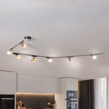 Lumaro track system, reflektory, 7 svetiel, zlaté, Ø8cm, 48V, stmievateľné