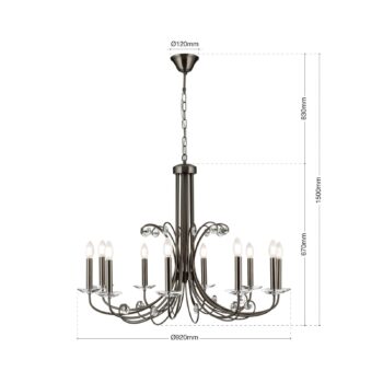 Luster Ariane, nikel, Ø 92 cm, krištáľ, 10 svetiel.
