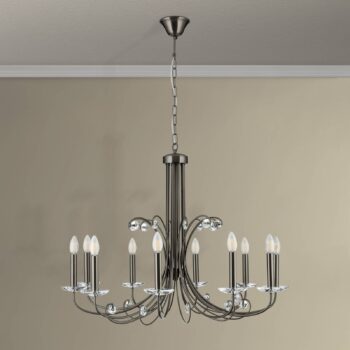 Luster Ariane, nikel, Ø 92 cm, krištáľ, 10 svetiel.