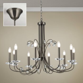 Luster Ariane, nikel, Ø 92 cm, krištáľ, 10 svetiel.