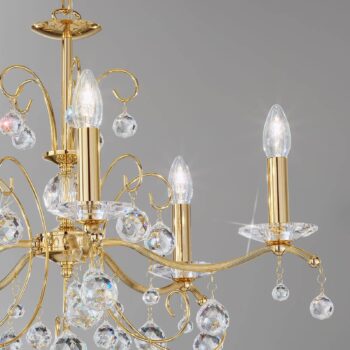 Luster Austrolux Carmen II, sklo, pozlátené, 65 cm
