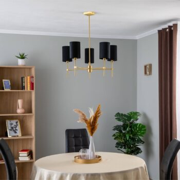 Luster Azzi textilný tienidlo 5-plameňové čierne