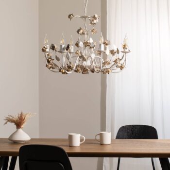 Luster Carolina, farba slonovej kosti, 6 svetiel, železo