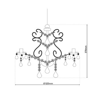 Luster Cecilia, biely, železo/akryl, Ø 52 cm, 5 svetiel.