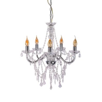 Luster Cecilia, chróm, železo/akryl, Ø 52 cm, 5 svetiel.