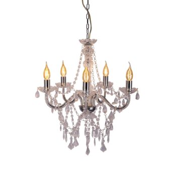 Luster Cecilia, chróm, železo/akryl, Ø 52 cm, 5 svetiel.