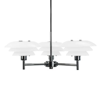 Luster Dyberg Larsen DL20, opál/chróm, Ø 50 cm, 3 svetlá.