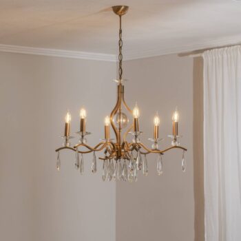 Luster Elizabeth Ø80cm kov/kryštál 6flg. starožitné zlato