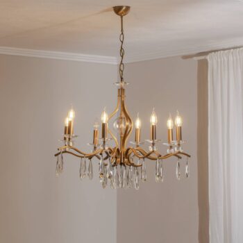 Luster Elizabeth Ø80cm kov/kryštál 8flg. starožitné zlato
