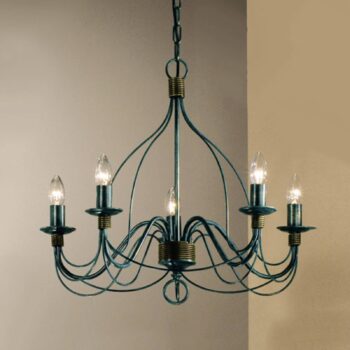 Luster Filo, 5-pl., modročierny, kov, Ø 56 cm