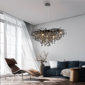 Luster Icicle, čierny, sklenený závesný, dĺžka 100 cm