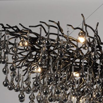 Luster Icicle, čierny, sklenený závesný, dĺžka 150 cm