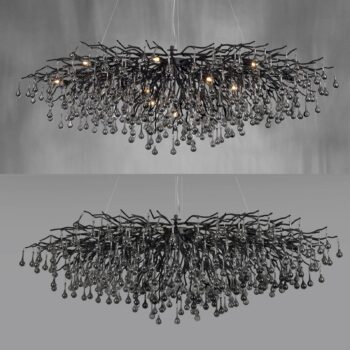 Luster Icicle, čierny, sklenený závesný, dĺžka 150 cm