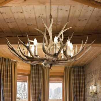 Luster Ideal Lux Chalet, béžová farba, syntetická živica, osem svetiel