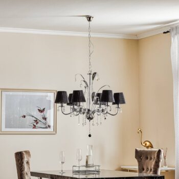 Luster Jacqueline, 6-plameňové, čierne