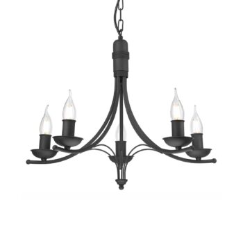 Luster Kandela, 5-plameňové, čierne