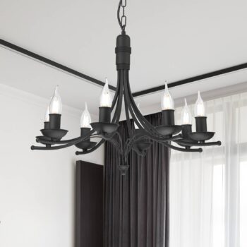Luster Kandela, 8-plameňové, čierne