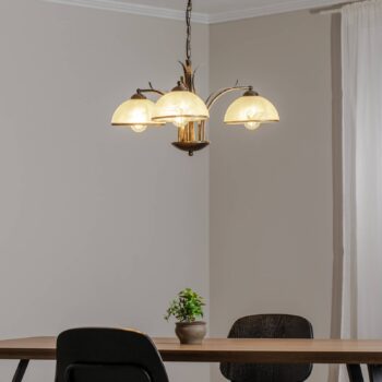 Luster Korfu, 3-pl., zlatá farba antik, Ø 68 cm