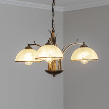 Luster Korfu, 3-pl., zlatá farba antik, Ø 68 cm