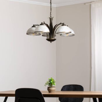 Luster Korfu, 5-pl., Ø 68 cm, zlatá farba antik