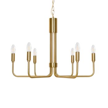 Luster Lindby Elanova, mosadz, 6 svetiel, Ø 70 cm, E14