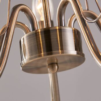 Luster Lindby Marnia, 5 svetiel, Ø 40 cm, antická mosadz, E14
