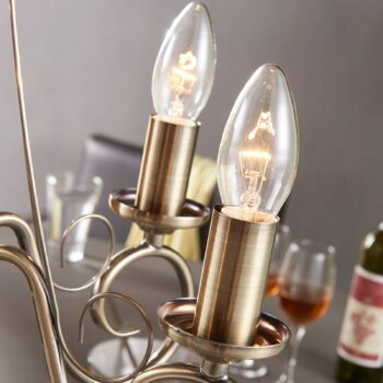 Luster Lindby Marnia, 5 svetiel, Ø 40 cm, antická mosadz, E14