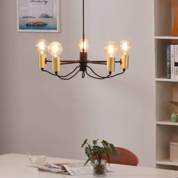 Luster Lindby Prospa v čiernej a mosadznej farbe