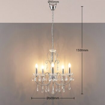 Luster Lucande Solveig, Ø 60 cm, 5 svetiel, chróm