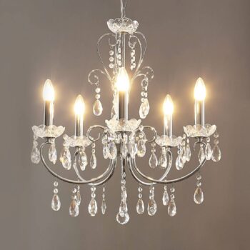 Luster Lucande Solveig, Ø 60 cm, 5 svetiel, chróm