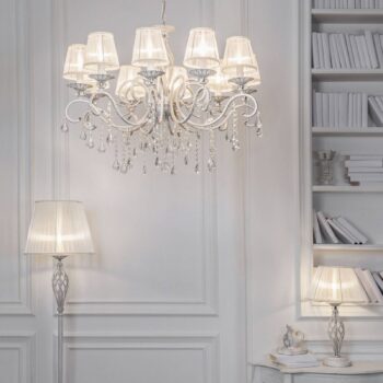 Luster Maytoni Grace, biely, 10 svetiel, organza